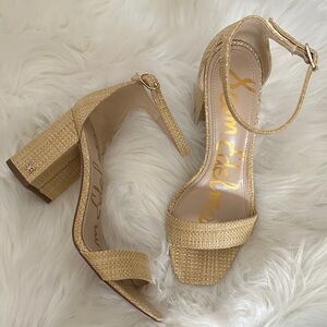 Sam Edelman Gold Textured Block Heel Sandals